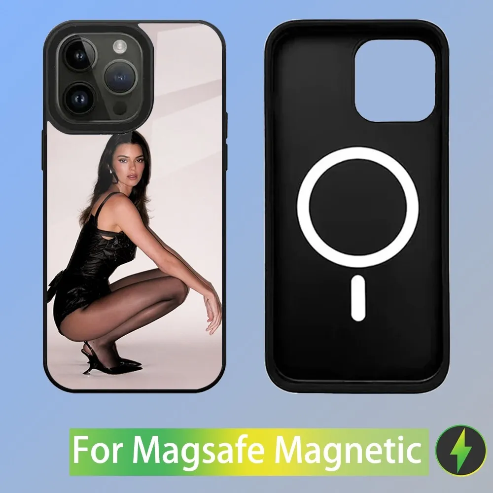Чехол для телефона Kendall Jenner iPhone 15 14 13 12 11 Plus Pro Max Mini Magsafe магнитная Беспроводная
