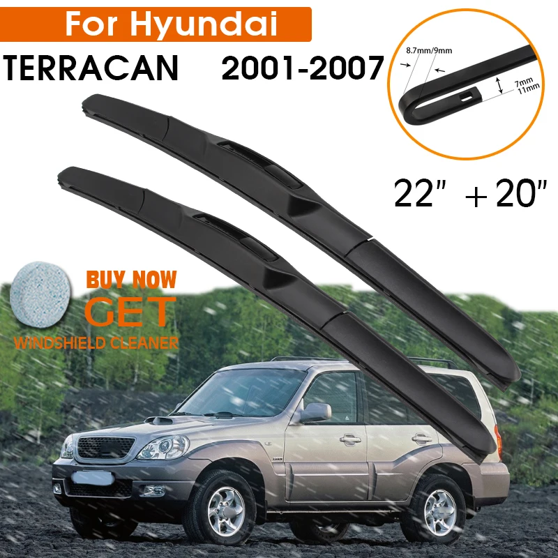 

Car Wiper Blade For Hyundai TERRACAN 2001-2007 Windshield Rubber Silicon Refill Front Window Wiper 22"+20" LHD RHD Accessories