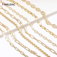 14K Gold Plated Chains for Jewelry Making Brass Metal Gold Chain Bulk DIY Necklace Bracelet Accessories Handmade Crafts Supplies