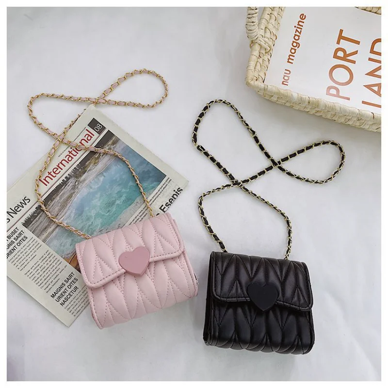 2023NEW Fashion Heart Baby Girls Small Shoulder Bags Kids Coin Purse Accessories Handbags Lovely Children's Square Messenger Bag