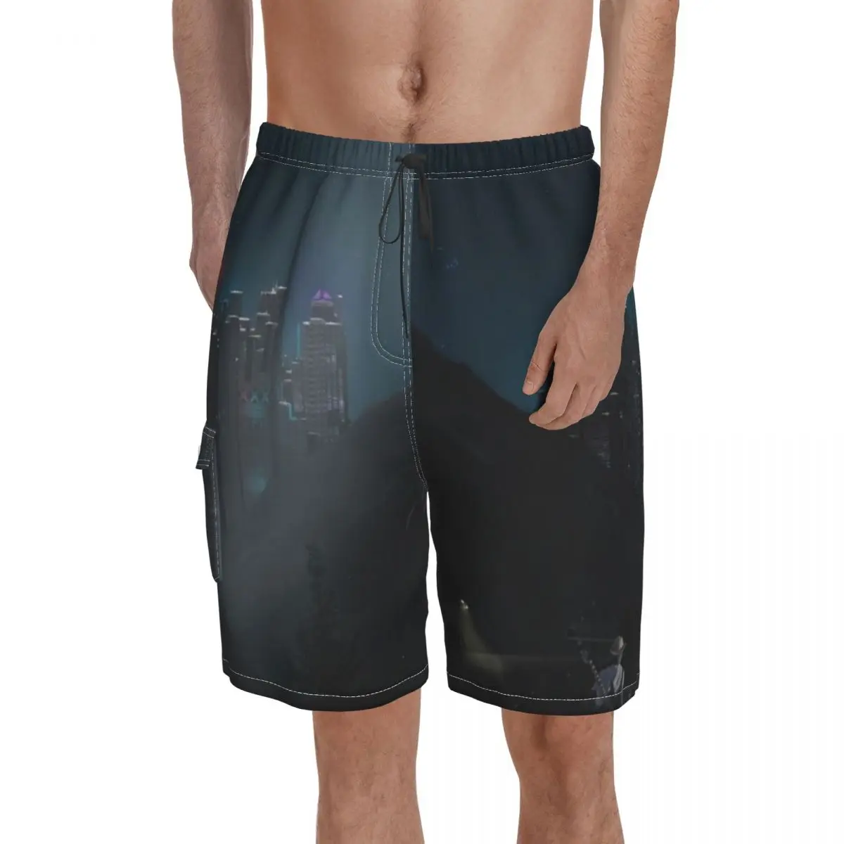 

Lil Nas X Montero Album Board Shorts scenario MV ride house night Beach Short Pants High Quality Male Funny Printed Swim Trunks