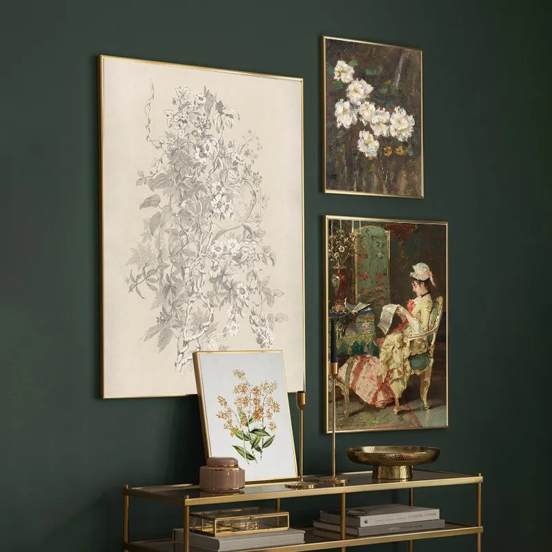 

Decorative Art Lmitation Oil Painting Retro Wall Hanging Paintings Living Room Combined Plant Landscape Multiple No Frame