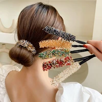 2022 new women crystal pearls hair bands headband summer bun maker hairbands rope hairstyle headbands fashion tools accessories