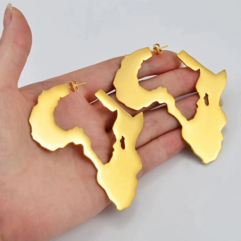 18K gold-plated Africa map earrings African Map Big Earrings Africa earrings Africa in Africa earrings