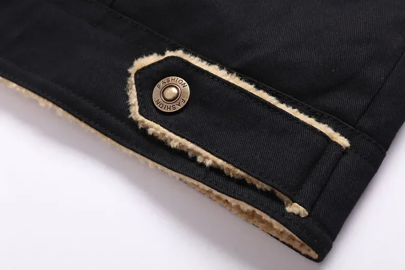 Мужская зимняя куртка-карго с лацканами утепленная шерстяная куртка-бомбер