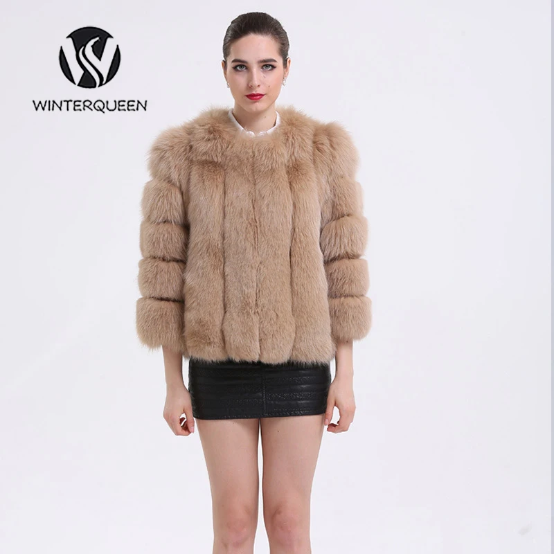 Natural Fox Coat Women Winter Warm Plus Size Fur Coat Women Genuine Real Fox Fur Jacket Custom Plus Size Coat enlarge