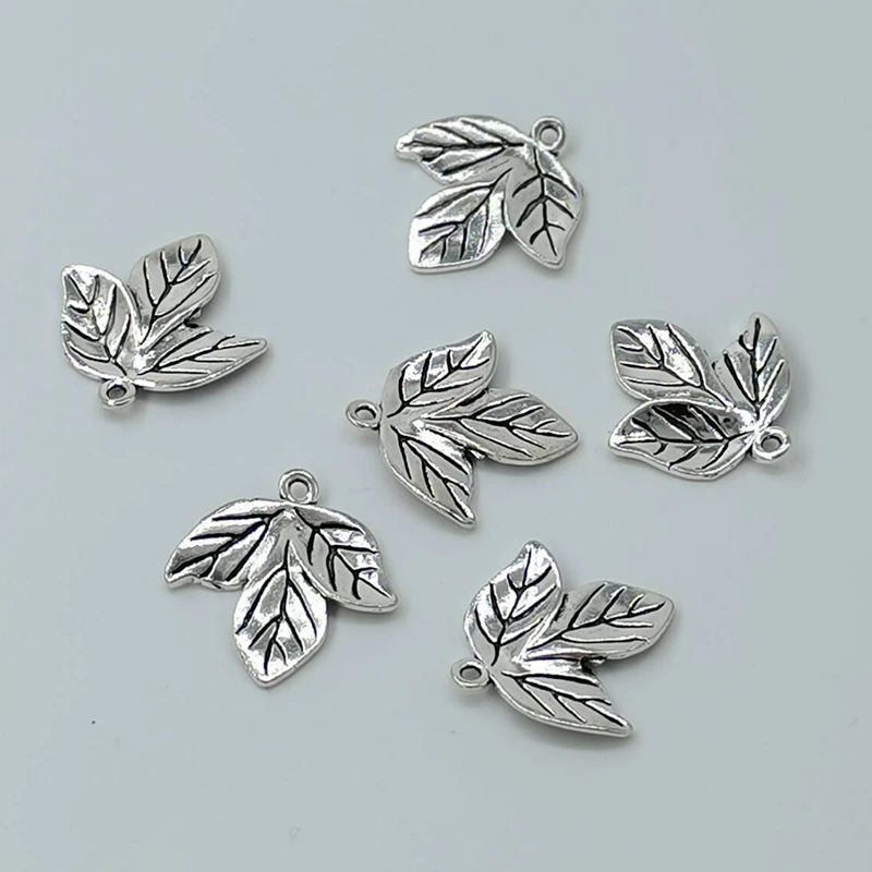 

Винтажные шармы-подвески из сплава в виде листьев, 20 шт., 20 х21 мм, Ювелирная фурнитура для самостоятельного изготовления сережек, аксессуаро...