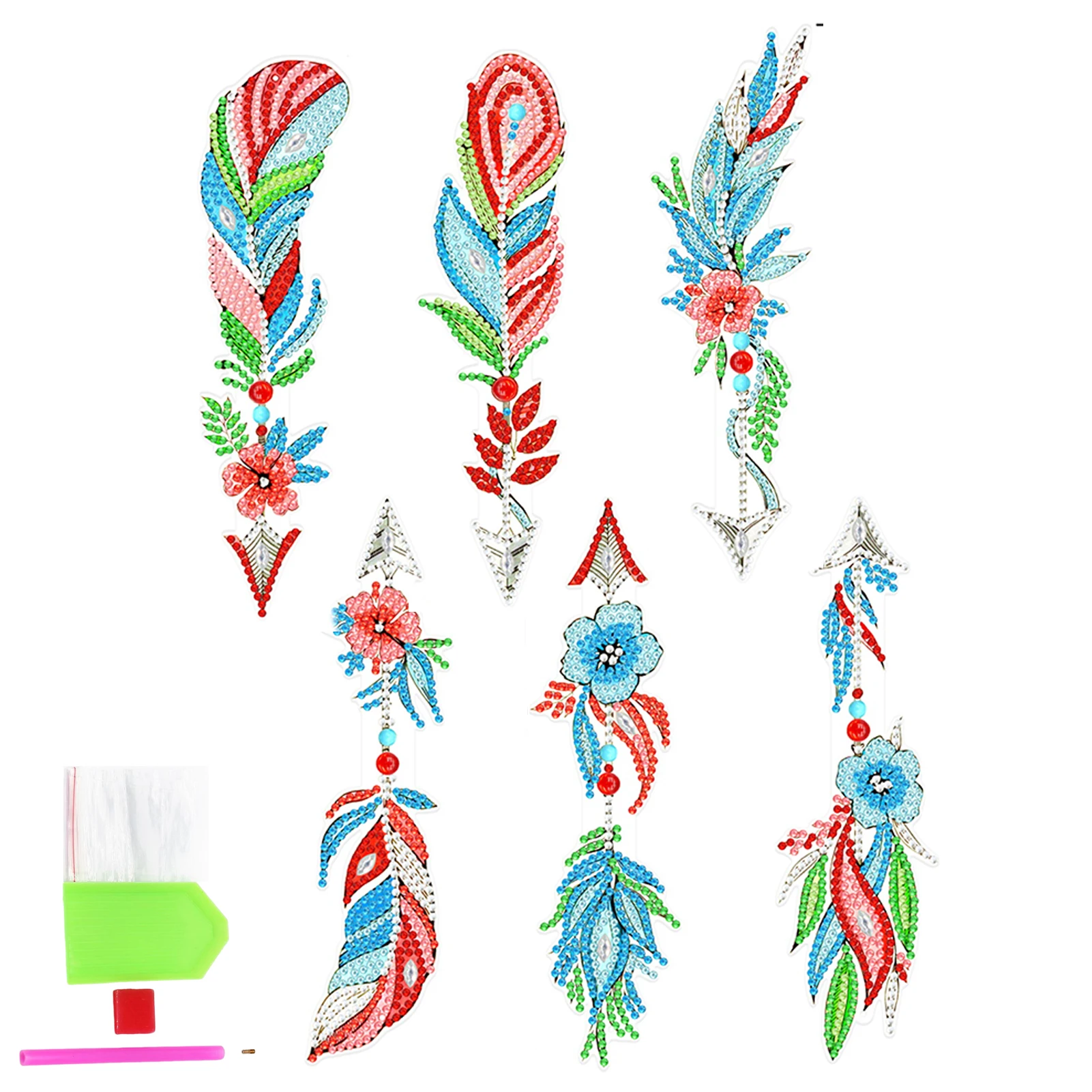 

6 шт., закладки для книг в форме перьев