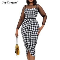 dresses for women 2022 vestidos sexy dresses casual bodycon clothes summer official long sleeve mesh party plaid print spring