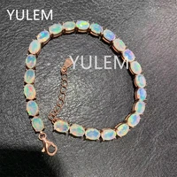 yulem natural facted opal bracelet 46mm colorful gemstones 24 pieces fine jewelry women anniversary real 925 sterling silver