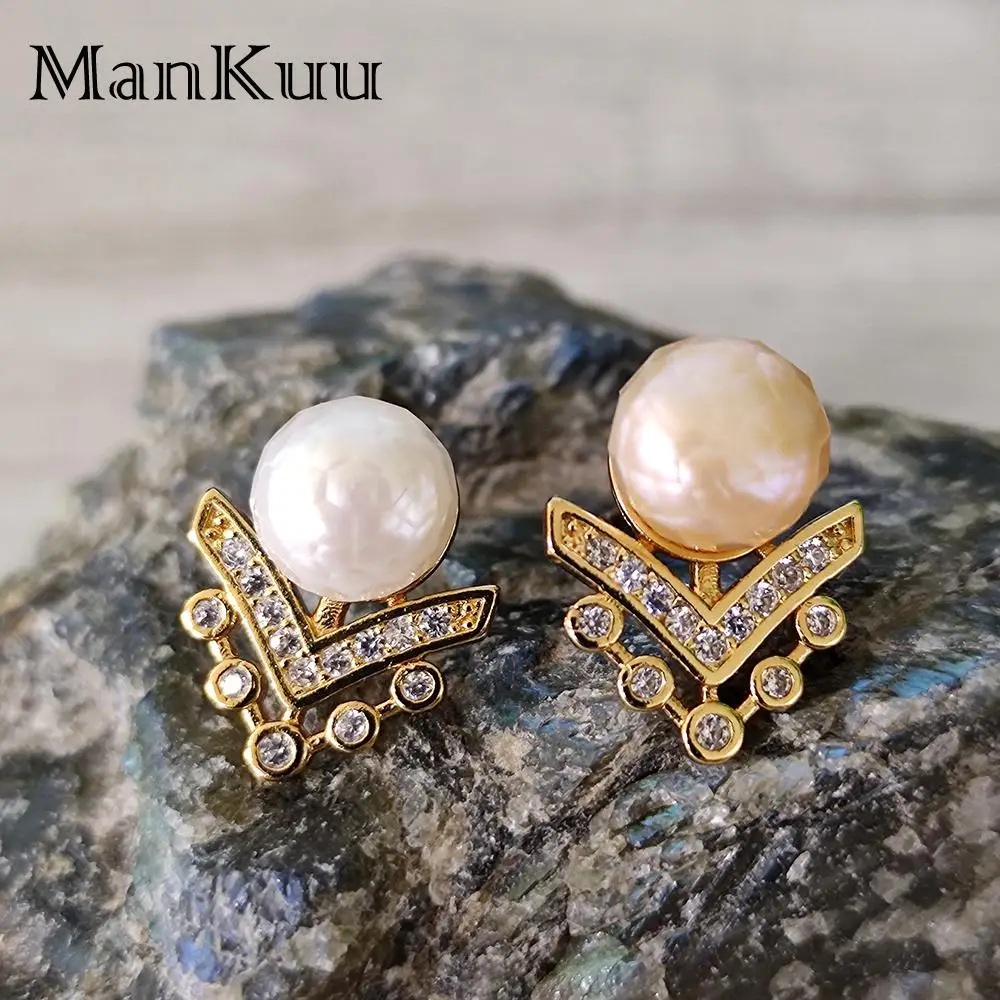 

Mankuu модные ювелирные изделия ручной работы граненый жемчуг настоящее золото гальваническое покрытие микро-инкрустация медный стол барокк...