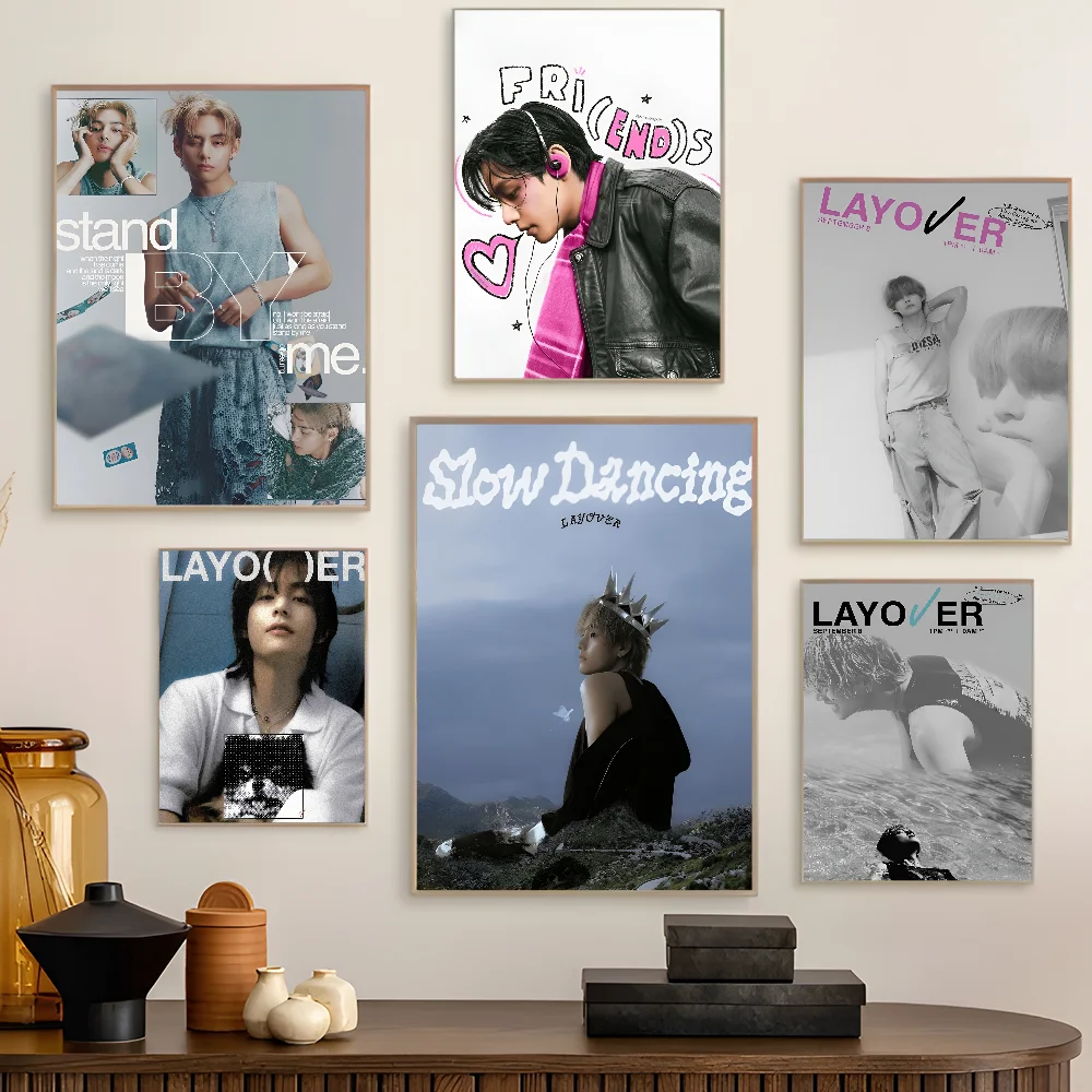 Kpop Kim Tae H-Hyung V L-Layover классические винтажные постеры для комнаты дома бара Кафе