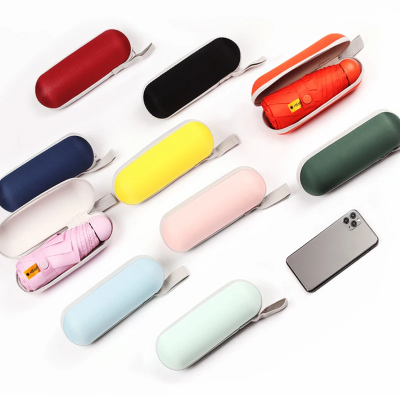 

8-Ribs Mini Sun Umbrella Portable Pocket Capsule Umbrella Sun Protection UV Folding Umbrella Parasol with Box