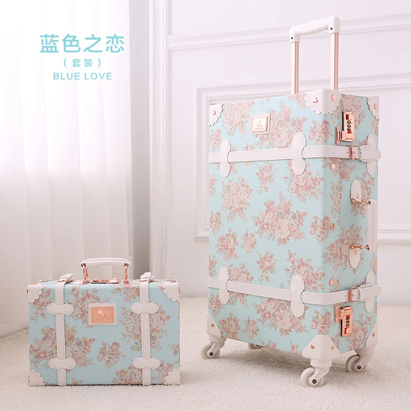 XQ 20 inch Carry-on Suitcase Women's leather travel luggageset  with handbag Female student lovely light trolley case
