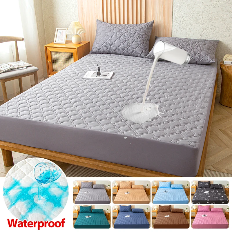 

Waterproof Cotton Fitted Bed Sheet Anti-mite Mattress Protector Soft Breathable Mattress Cover Queen Fitted Sheet 140/160*200cm
