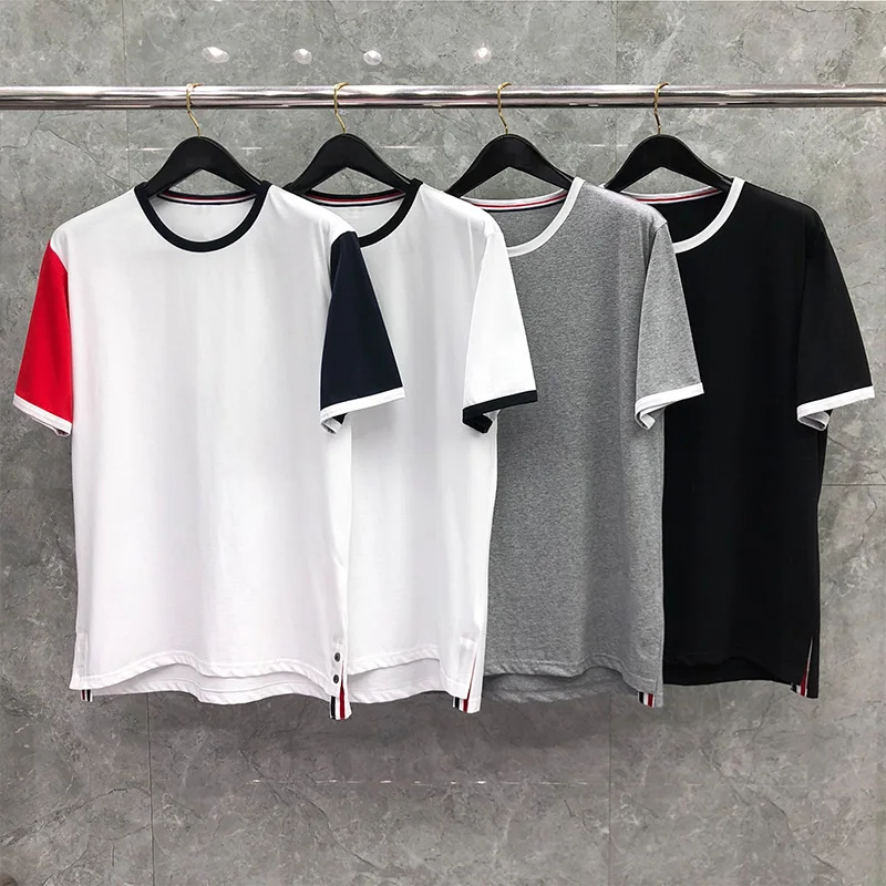 

TB Tnom T-shirt Men Boutique Summer New Tops Arrival Top Women Brand Patchwork Crew Neck Sloid Blouses Casual Harajuku Tees