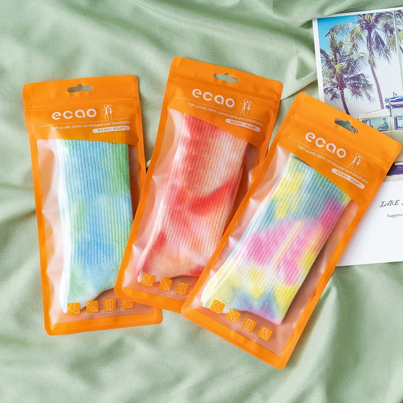 2 Pairs Tie Dye Tube Cotton Socks Street Trend Women's New Gradient Color Fashion Sports Personality