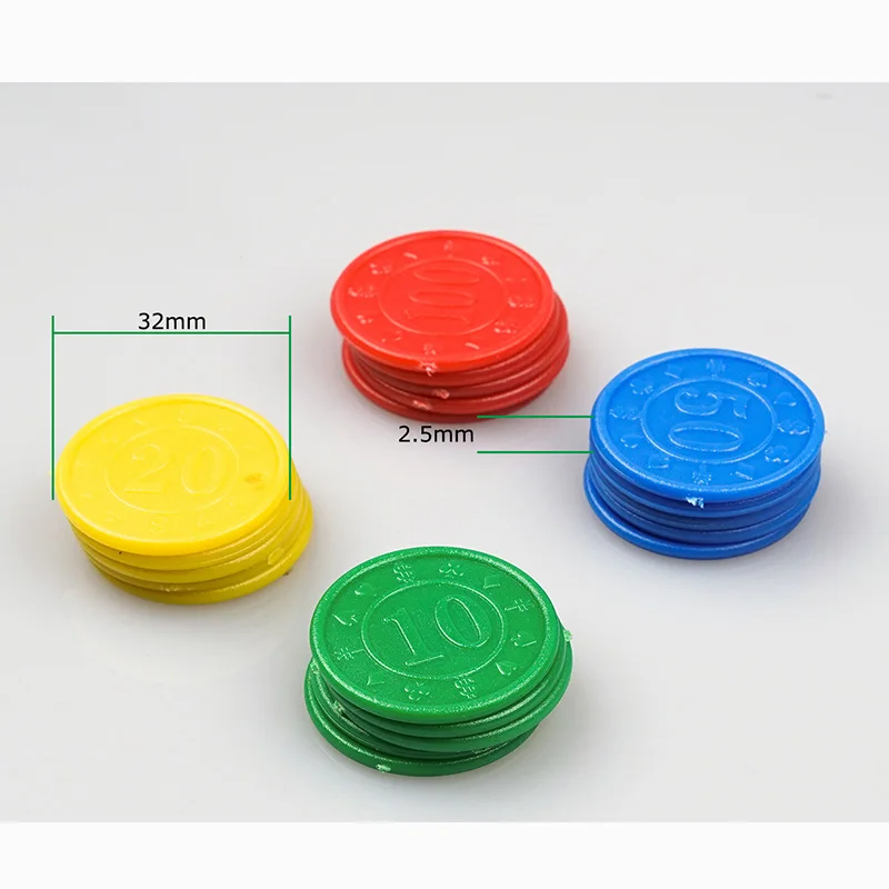 10/20/50/100 Value Coins 32 pcs/set piece Plastic Round | Board Game