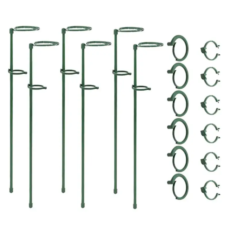 

6/12 Pcs Garden Support Stake Hoop Metal Garden Plant Supports Single Stem Shrub Holder For Plants Rose Flowers Vegetables Vine