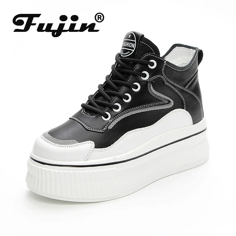 

Fujin 2021 Ins Dad Shoes Chunky Sneakers Platform Wedge Heel 8cm Genuine Leather Hollow Cut Summer Breathable Comfy Sneakers