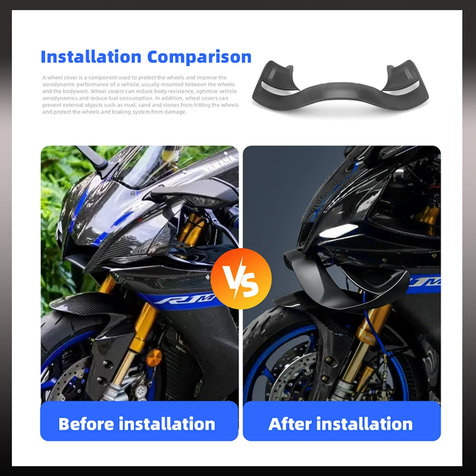 Фото Фиксированные спойлеры GP для моделей Yamaha R1/R1M 2020-2024, комплект для снижения центра тяжести, изготовленный методом литья под давлением из ABS-пластика, фиксированный спойлер. №5
