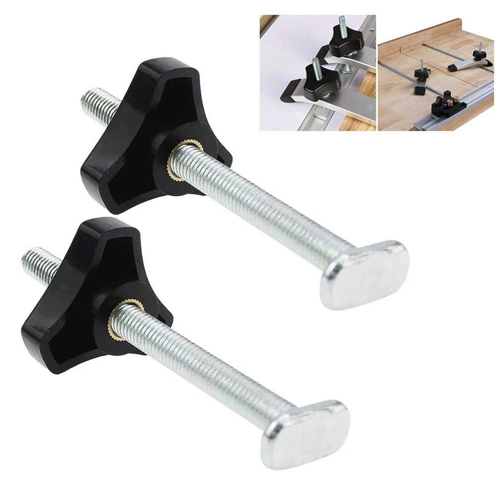 

2 Sets M8 T-Track Bolts Knobs T Slot Bolts And Knobs Clamps T Screw And Knob Nut Set For Woodworking Jigs Accessories Tools