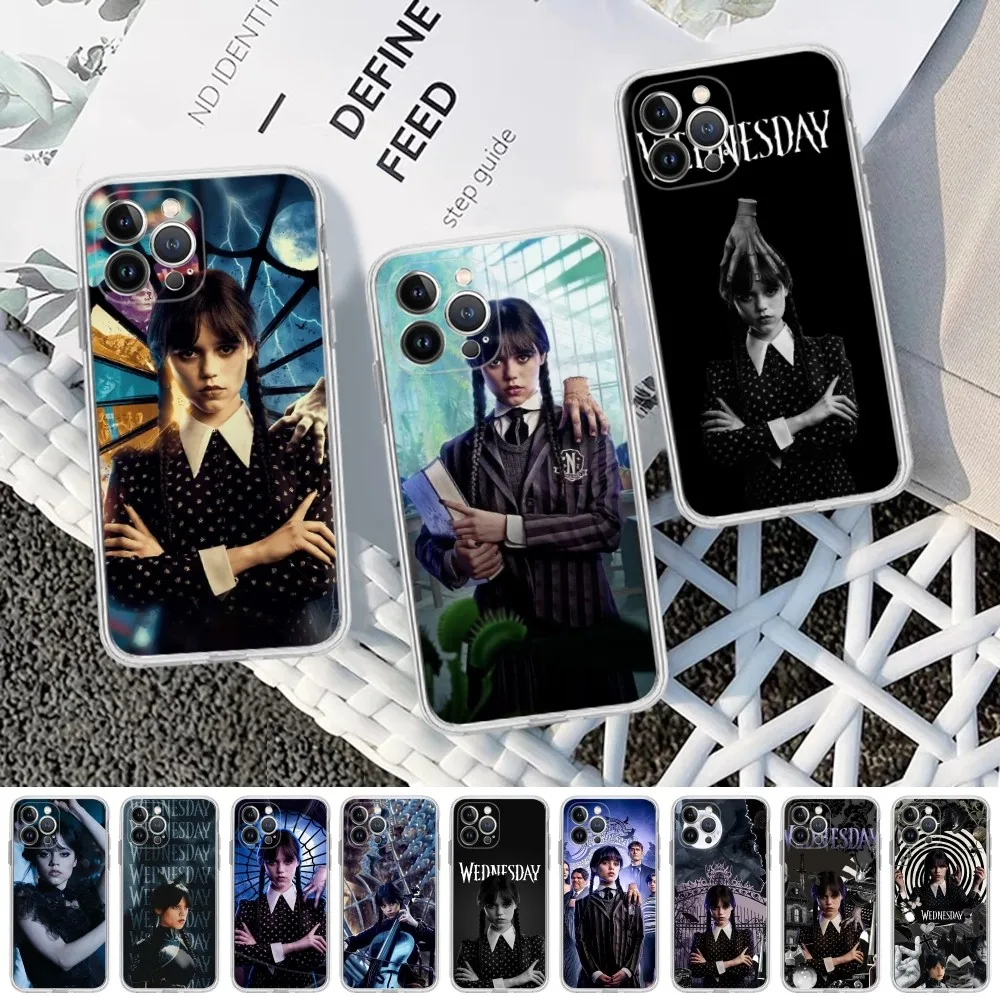 

Wednesday Addams Family Tv show Phone Case For iPhone 15 14 13 12 Mini 11 Pro XS Max X XR SE 6 7 8 Plus Soft Silicone Cover