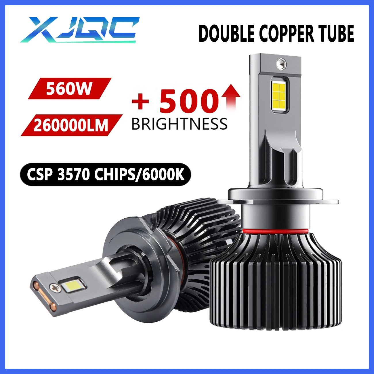 

XJQC G6 260000LM 6000K 560W H4 H7 автомобильная лампа головного света H1 H8 H9 H11 9005 9006 9012 CSP чипы 3570 двойная медная лампа 12 В
