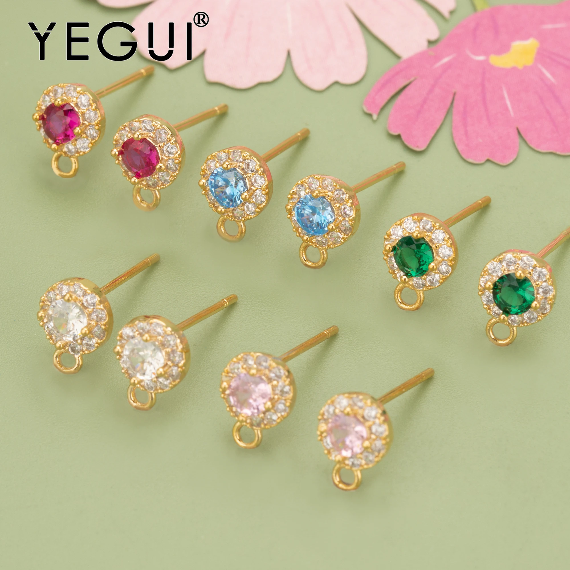 10 шт./партия серьги-подвески YEGUI MC67 из меди и фианита с родиевым покрытием