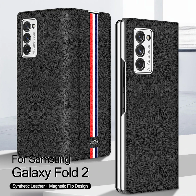 

GKK Texture Leather Magnetic Flip Case For Samsung Galaxy Fold 2 5G All-included Protection Cover For Samsung Galaxy Fold 2 Case