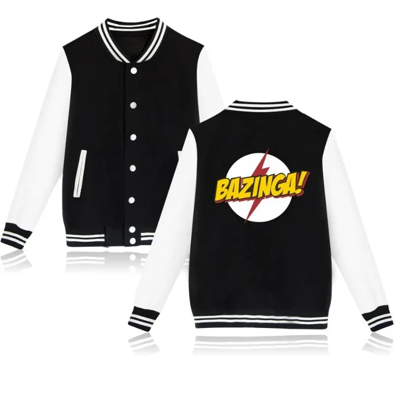 

2023 New Fashion The B-Big Bangs Theory Bazinga Design Men Baseball Jacket Winter Long Sleeve Casual Sportswear Pullover