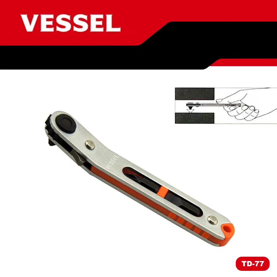 Ручные инструменты VESSEL плоская отвертка с храповым механизмом нескользящая