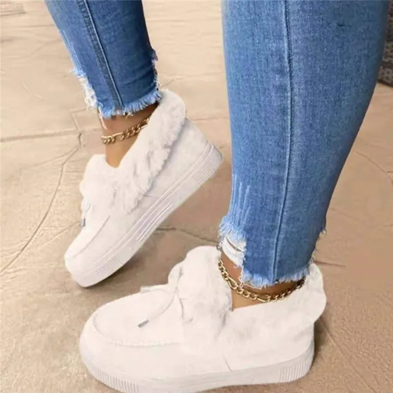 2022 New Fashion Women Snow Boots Fur Platform Comfort Winter Shoes Ladies Casual Ankle Boots Suede Female Designer Botas Mujer