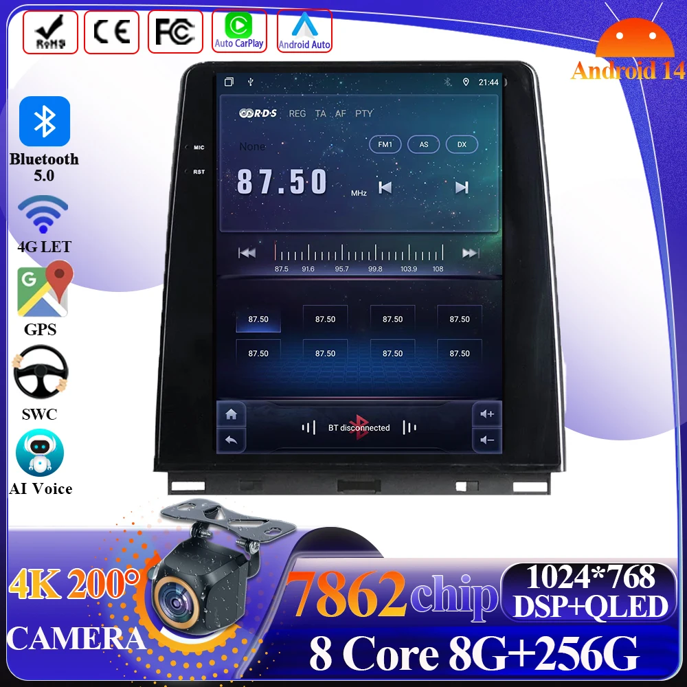 Android 14 Carplay для RENAULT CLIO 5 2019 2020 2021 Tesla Style 9,7 ...