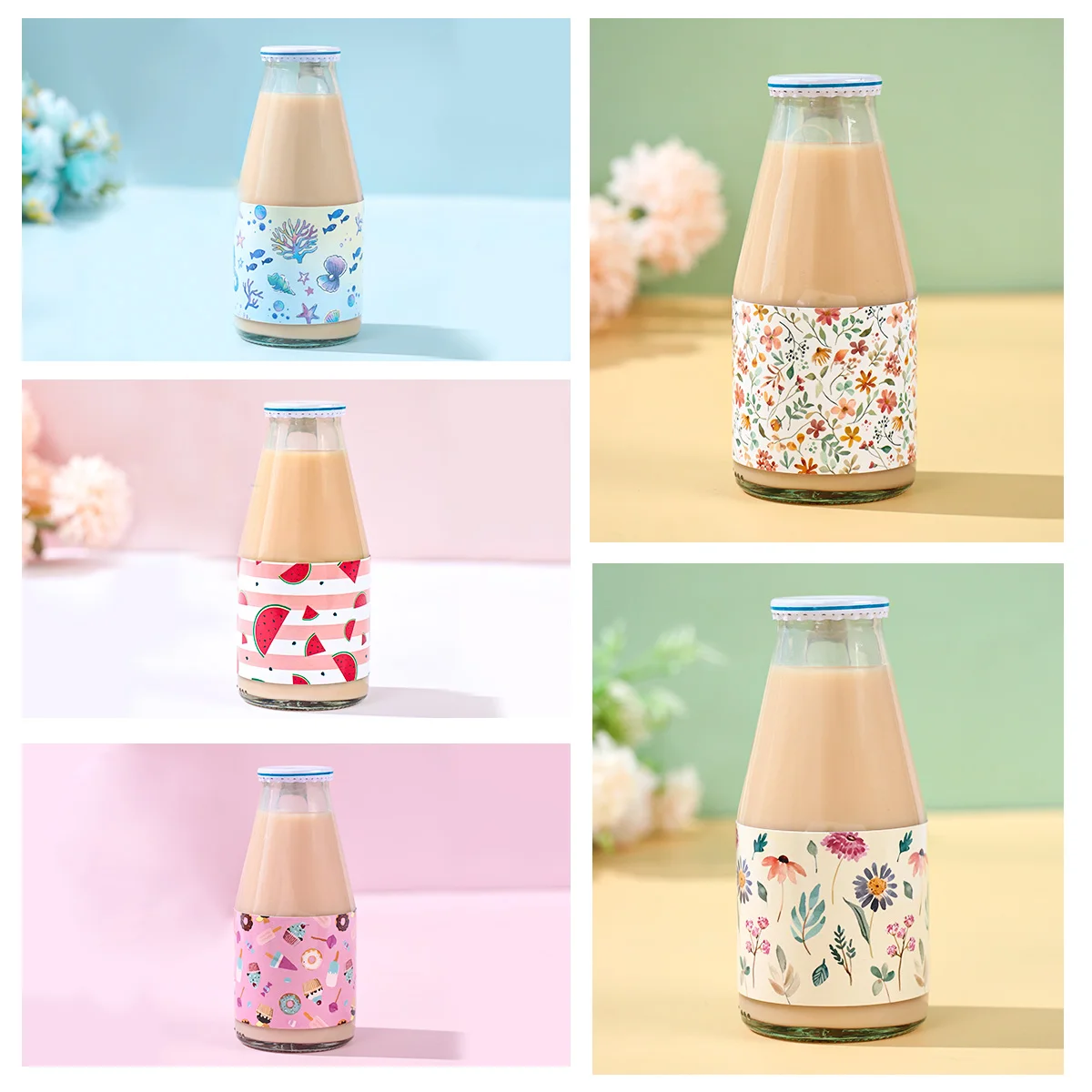 Наклейки на бутылки с цветочным рисунком