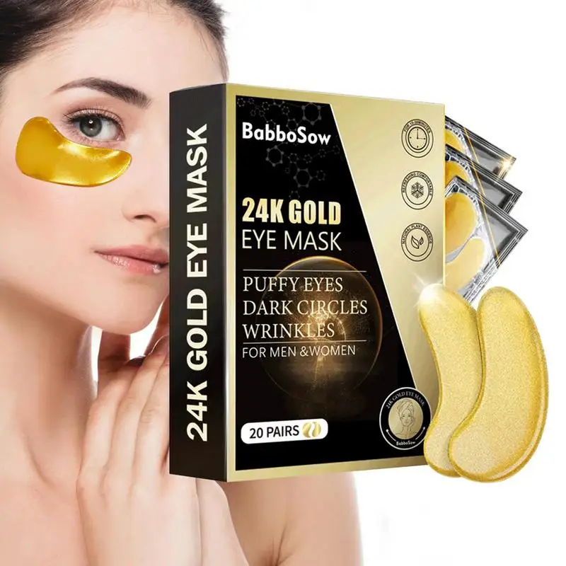 

40pcs Gold Eye Mask 24K Gold Under Eye Patches Crystal Collagen Anti Aging Moisturizing Eye Pads For Puffiness Dark Circles