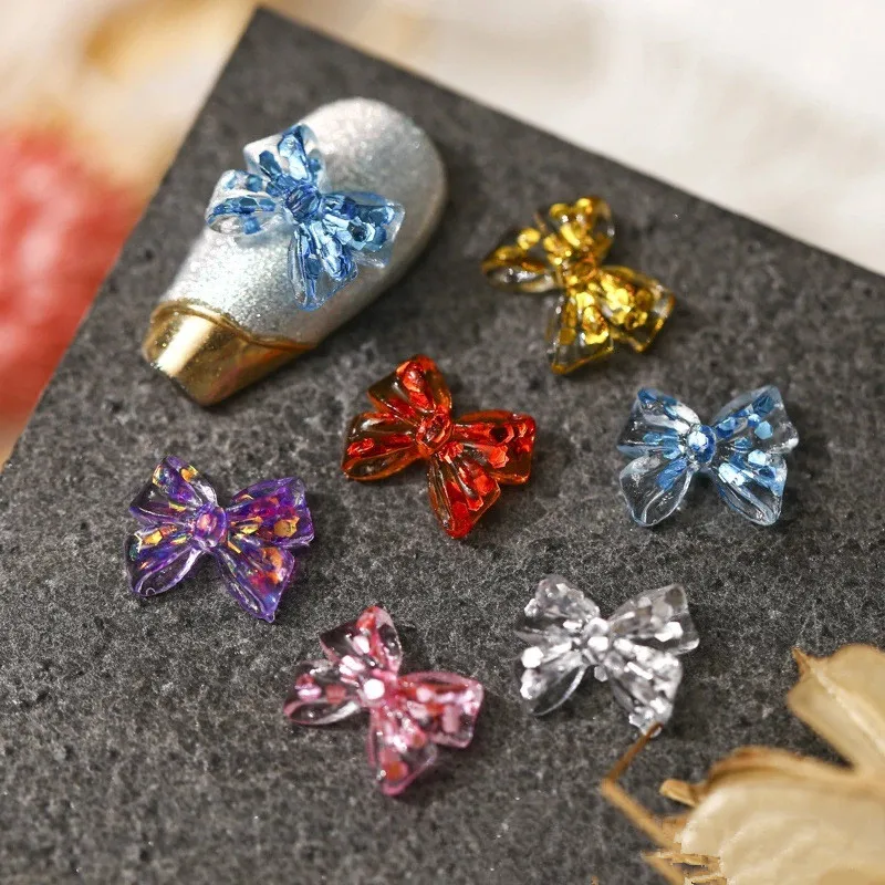 20 шт. подвески для ногтей AB Aurora Mocha Bow Nail Art Resin 3D Flat Back Bow-Knot 11 мм |
