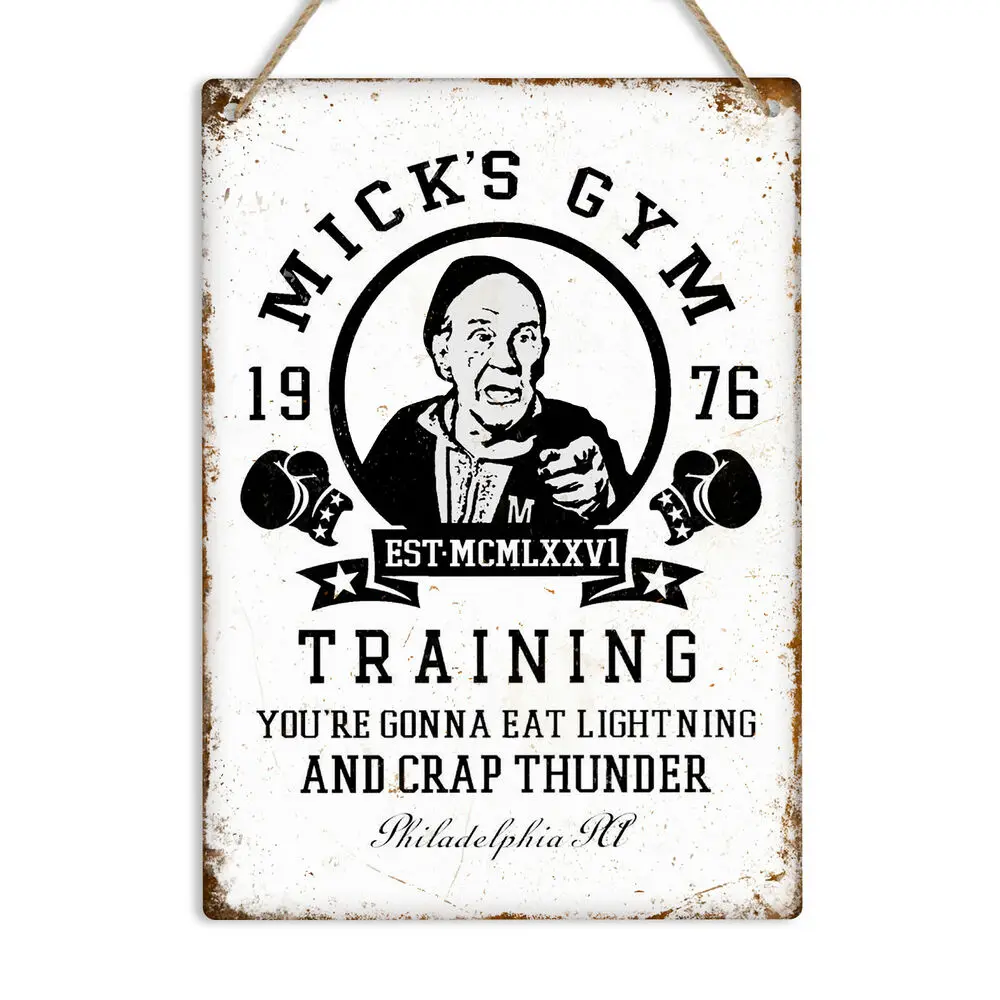 

MICKS GYM Vintage Retro Metal Tin Sign Plaque Decor Mighty Boxing Rocky Balboa