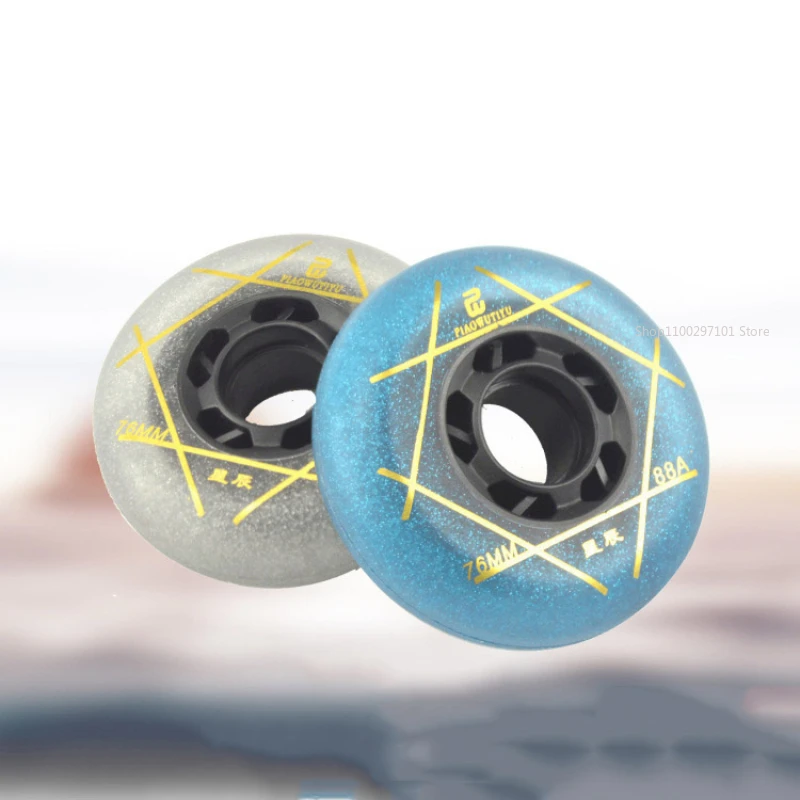 

8PCS 88A Skating Wheel with Blue Silver PU Inline Skate Wheels for Adults Kids SEBA RB Roller Wheels 80MM,76MM,72MM Sepatu Roda