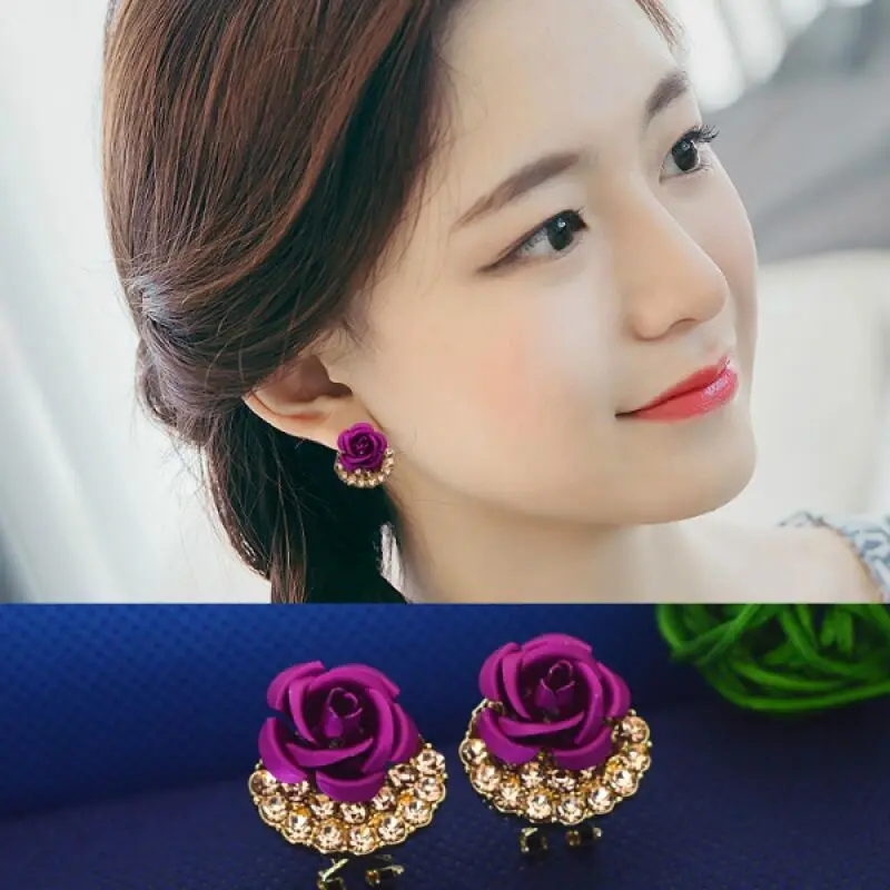 

Romantic Rose Flower Earrings for Women 2023 Fashion Retro Versatile Earrings Bride Wedding Party Jewelry Accessories Gift