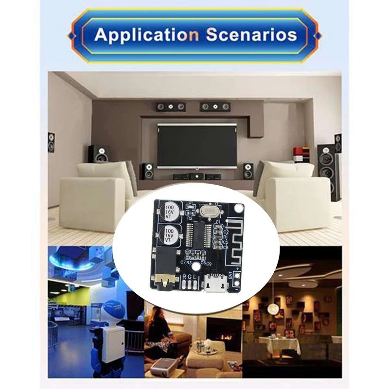 BT5.0 Audio Receiver+One-To-Two Cable Parts Kits MP3 Bluetooth Decoder Lossless Car Speaker Amplifier Board Module