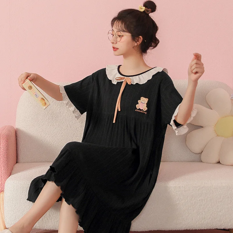 Женская ночная рубашка с милым котом модная одежда летняя женская для сна