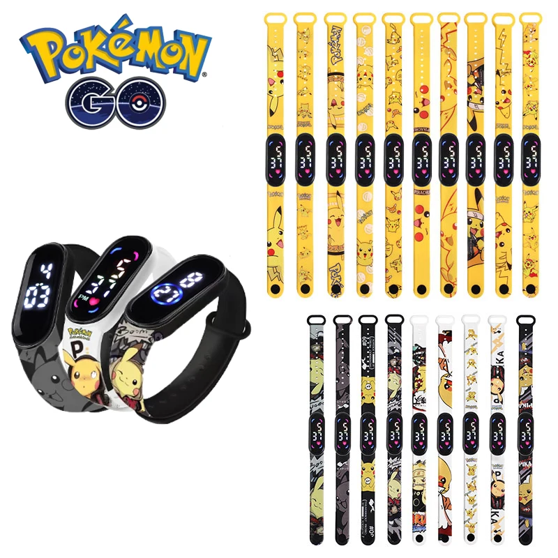 

LED Anime Pokemon Pikachu Cartoons Strap Electronic Watch Fashion Colorful Bracelet Touch Waterproof Educational Children Gift