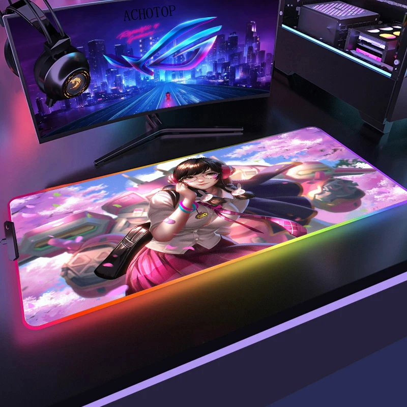 

Цветной RGB аниме большой офисный коврик для мыши со светодиодный Ной подсветкой, геймерский игровой коврик для мыши, клавиатура, компьютерн...