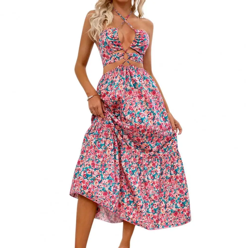 

Female Dress Comfortable Lady Dress Flower Print Casual Women Dress