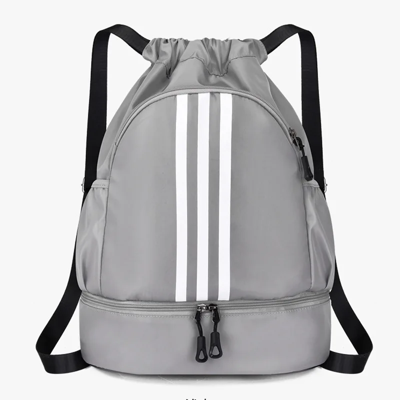 Striped Bundle Mouth Shoulder Bag Drawstring Shoulder Bag Outdoor Sports Bundle Pocket Leisure Bag Bolsa Esporte Masculina 