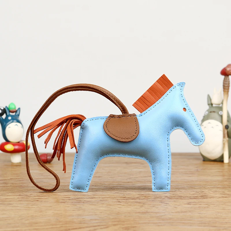13-10CM hand-stitched H family pony pendant sheepskin car pendant bag bag pendant female leather tassel pendant cute