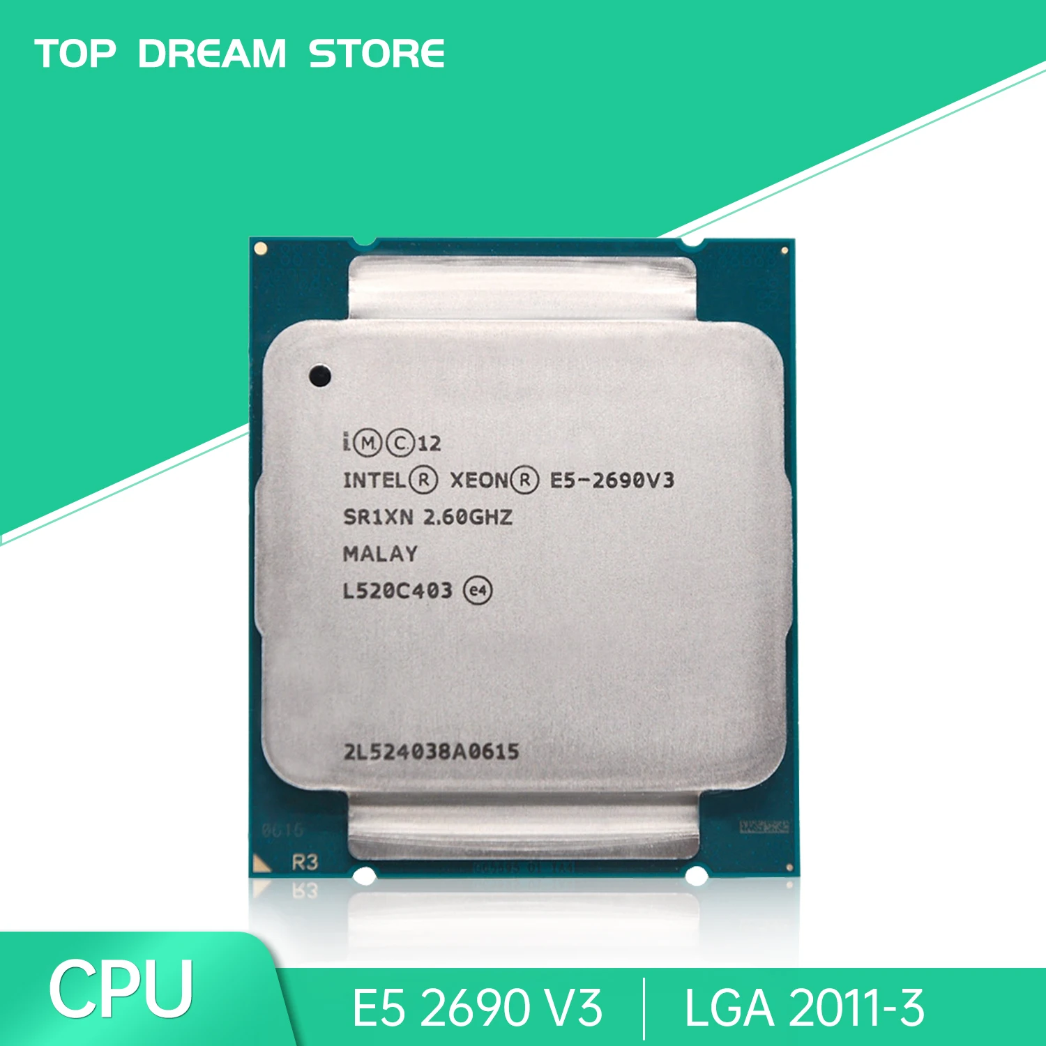 

Процессор Intel Xeon Φ V3 E5 2690 V3 ЦПУ 2,6 ГГц LGA 2011-3 SR1XN 12-ядерный процессор для настольных ПК e5 2690V3