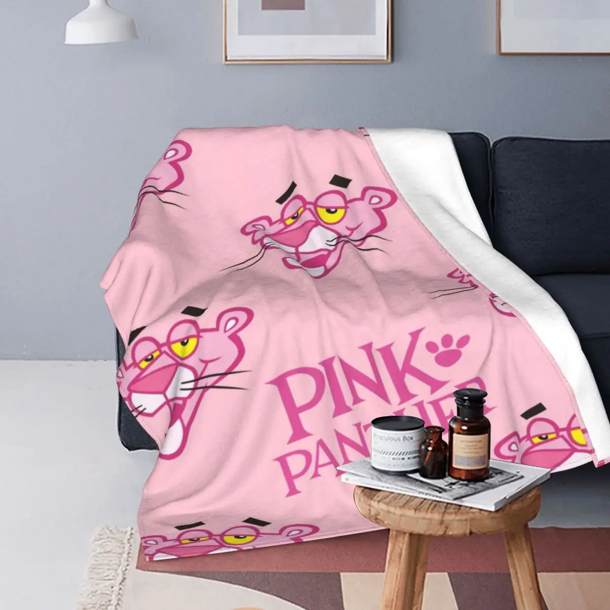 

Cute Pink Panther Anime Blanket Coral Fleece Plush All Season Cartoon Gift Popular Soft Throw Blankets for Bedding Car Bedspread
