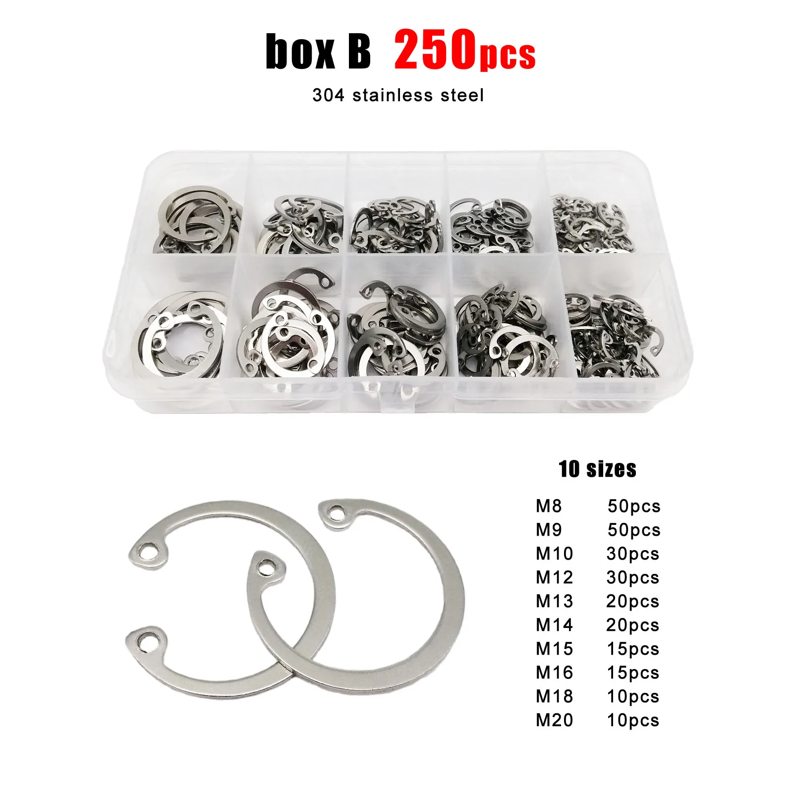 Внутренний стопорный зажим типа C из нержавеющей стали диаметром 304 дюйма 1